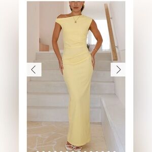 Off-Shoulder Yellow Maxi Dress